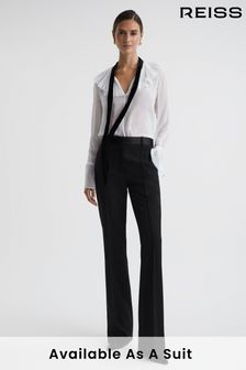 Reiss Black Alia Flared Satin Waistband Suit Trousers (230353) | AED1,282