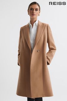 Reiss Camel Arlow Wool Blend Double Breasted Coat (230397) | ₪ 2,464