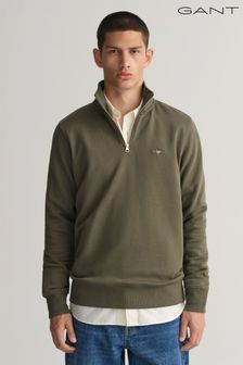 Grün - Gant Sweatshirt mit kurzem Reißverschluss und Schildlogo (231443) | 156 €