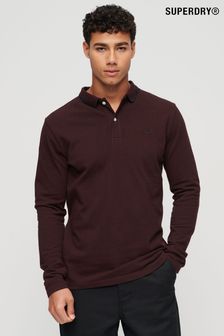 Superdry Burgundy Red Tipped Long Sleeve Polo Shirt (231444) | $55