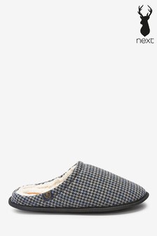 Houndstooth Stag Mule Slippers