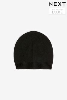 Black Collection Luxe Cashmere Ribbed Hat (231790) | 10 BD