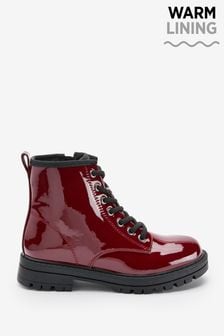 Dark Red Standard Fit (F) Next Warm Lined Lace-Up Boots (231914) | €18 - €22