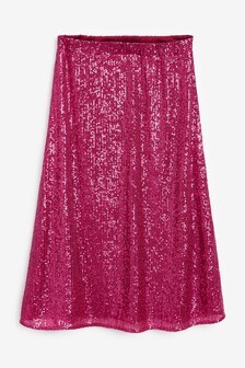 Jupe mi-longue ornée de sequins