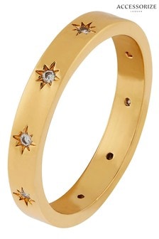 Accessorize Gold Plated Sparkle Star Band Ring (232258) | €18.50