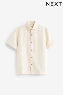 Biały-ecru - Teksturowana koszula z krótkim rękawem (3-16 lat) (233332) | 75 zł - 105 zł