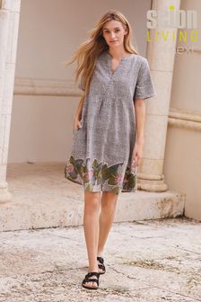 Robe caftan en lin mélangé