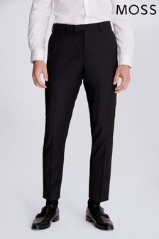 MOSS Black Tailored Fit Stretch Suit: Trousers