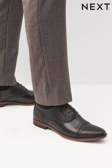 Black Oxford Toe Cap Shoes (234206) | 188 QAR