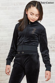 Juicy Couture Luxe Velours Jacke mit weitem Stehkragen und Strassdetails (234239) | 40 € - 48 €