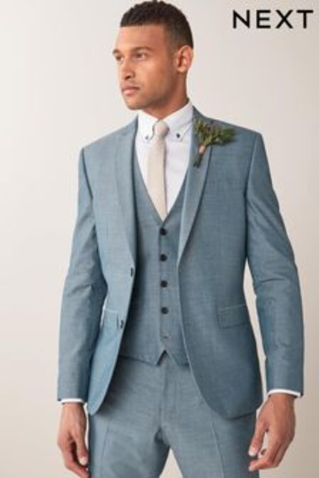Light Blue Slim Two Button Suit (234384) | $130