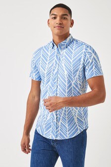 Light Blue Printed Short Sleeve Shirt (234831) | $39