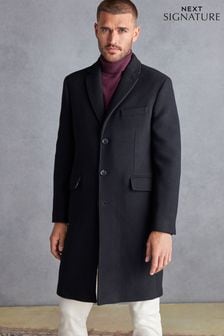 Black Signature Epsom Overcoat With Cashmere (235784) | 433 QAR