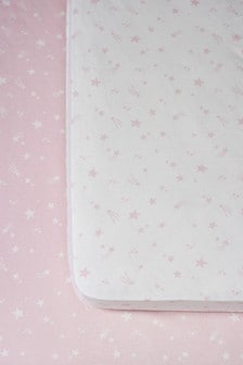 2件裝粉紅色星星圖案棉質鬆緊床套