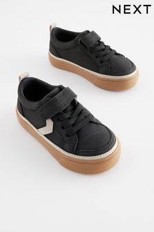 Black Wide Fit (G) Touch Fastening Chevron Trainers (235997) | NT$670 - NT$840