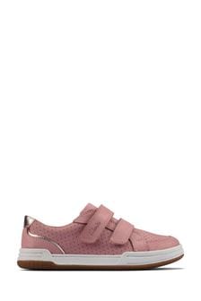 Clarks Light Pink Multi Fit F Fit Lea Fawn Solo K Trainers (236427) | €34 - €35
