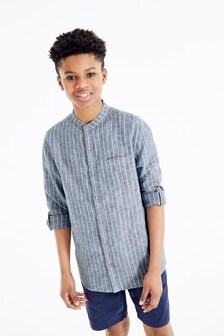 Chemise rayée à col grand-père (3-16 ans)