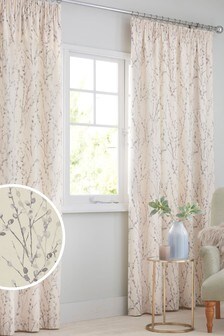Grey Delicate Willow Print Pencil Pleat Lined Curtains (236575) | kr447 - kr949