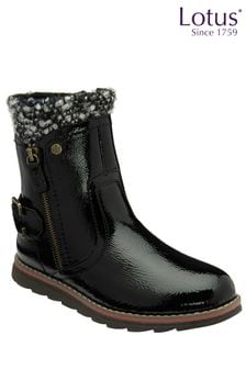 Black - Lotus Flat Zip-up Ankle Boots (236751) | kr1 280