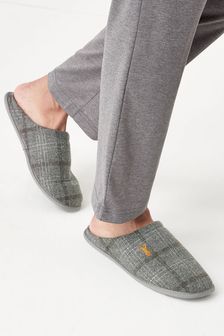 Light Grey - Check Mule Slippers (237954) | kr188