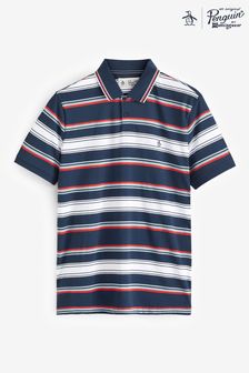 Original Penguin Blue Multi Stripe Jersey Tipped Polo Shirt (238408) | ₪ 277