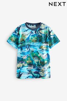 Bleu imprimé dinosaure - T-shirt Imprimé Manche courte sur l’ensemble (3-16 ans) (238541) | €11 - €14