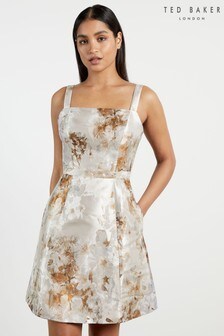 Robe courte Ted Baker Joniee Vanilla blanche jacquard