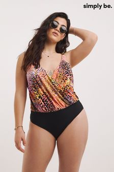 Simply Be Orange Animal Print Magicsulpt Twist Front Blouson Swimsuit (238869) | €27