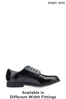 Start-Rite Brogue Snr Black Patent Leather School Shoes Wide Fit