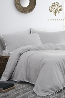 Appletree Grey Lynton Pom Pom Duvet Cover and Pillowcase Set (239697) | ₪ 163 - ₪ 279