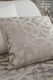 Catherine Lansfield Natural Lattice Cut Velvet Cushion (239928) | €22