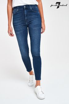 7 For All Mankind Dark Denim High Waisted Skinny Jeans (240422) | $330