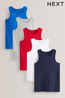 Multi 100% Cotton' to header Vests 5 Pack (1.5-16yrs) (240575) | $20 - $27