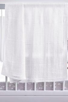 White Kids Organic Cotton Lightweight Cellular Blanket Width: 75cm x Length: 95cm (240591) | €12