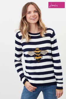 Joules Blue Miranda Luxe Sequin Bee Jumper