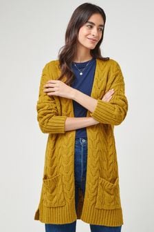 Ochre Yellow Cable Cardigan (240889) | kr393