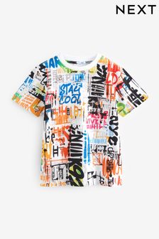 Multicolore motif graffiti - T-shirt Imprimé Manche courte sur l’ensemble (3-16 ans) (241098) | €11 - €14