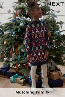 Hombrecillo de jengibre azul marino - Vestido estilo suéter de niña mayor con diseño a juego para toda la familia (3-16 años) (241112) | 30 € - 37 €