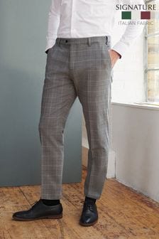 Grey Check Slim Fit Signature Tollegno Fabric Motion Flex Suit: Trousers (241277) | R1 562