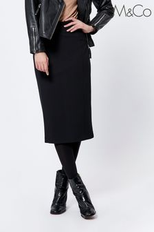 M&Co Black Ponte Midi Skirt