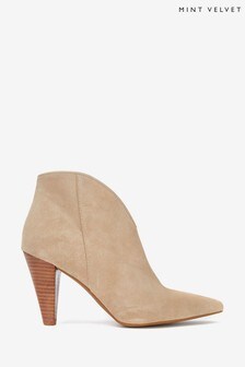 Mint Velvet Finny Sand Brown Seude Ankle Boots