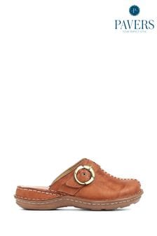 Pavers Tan Ladies Lightweight Leather Clogs (241673) | €46