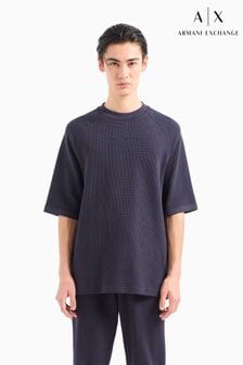 Bleu marine - T-shirt oversize à logo texturé gaufré Armani Exchange (242265) | €88