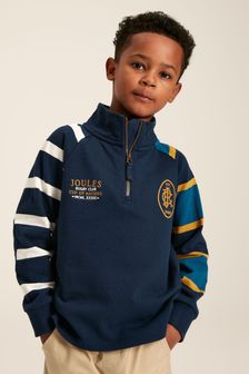 Joules Ellis Navy Blue Quarter Zip Rugby Sweatshirt (242286) | $68 - $74