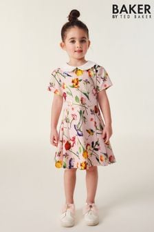 Baker by Ted Baker Pink Floral Collared Ponte Dress (242675) | CA$87 - CA$101
