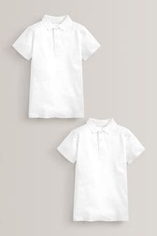 Biały - Zestaw 2 szkolnych koszulek polo Easy z zapięciem na rzep (3-12 lat) (243004) | 38 zł - 54 zł