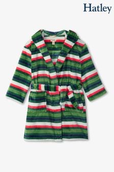 Hatley 綠色節日條紋刷毛睡袍 (243046) | NT$1,770