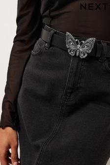 Black Butterfly Buckle Regular Belt (243470) | AED25