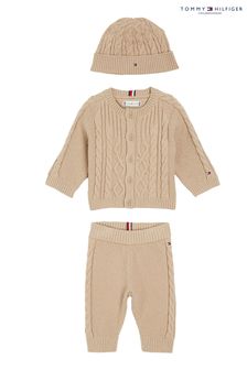 Tommy Hilfiger Newborn Baby Cable Knit Brown Giftbox (243563) | €49