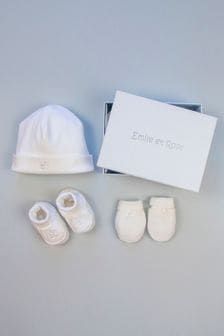 Emile et Rose White Hat Bootee & Mitt Gift Set (243689) | €26
